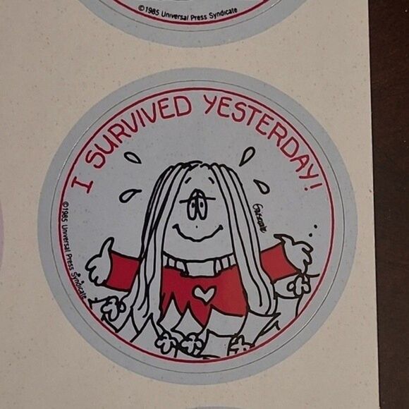 Vtg 80s CAthy Cathy Guisewite stickers on sheet page quantity 6 round Retro Y2k - Picture 9 of 16